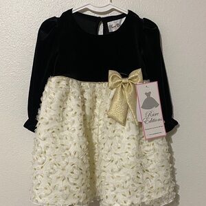 Rare Editions Black Velvet and Gold Dress